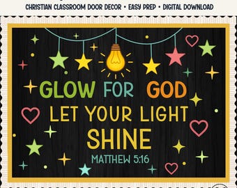 Christian Bulletin Board Kit Glow for God Neon Sunday School Decor