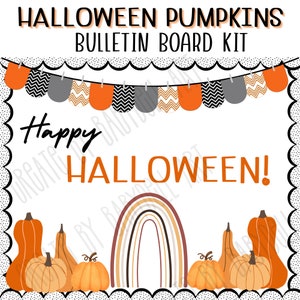 Halloween Pumpkins Bulletin Board or Classroom Door Decor, Easy Autumn Classroom Decorations