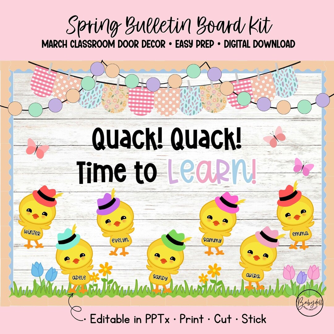 Duck Bulletin Board Kit for Spring Classroom Decor With Editable Name ...
