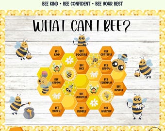 Bee Bulletin Kit Editable Honeycomb Spring Classroom Decor and Positive Door Display