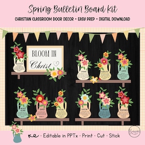 Spring Bulletin Kit Bloom in Christ Christian Bible Verse Decor