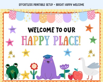 bold color classroom Bulletin Board Kit with Editable Star Name Tags for Back to School