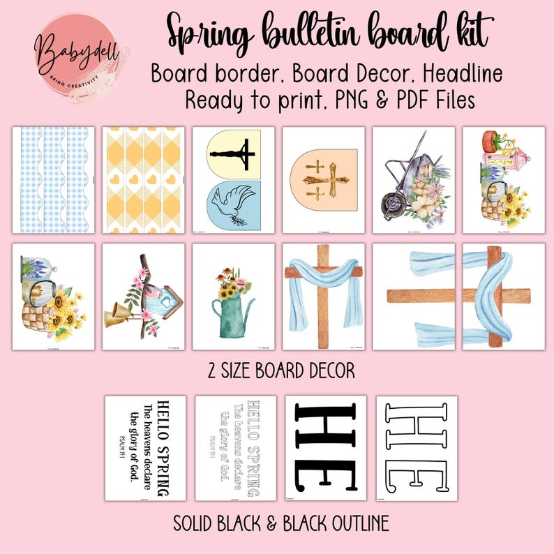 Christian Spring Bulletin Board Kit March Religious Classroom Door ...