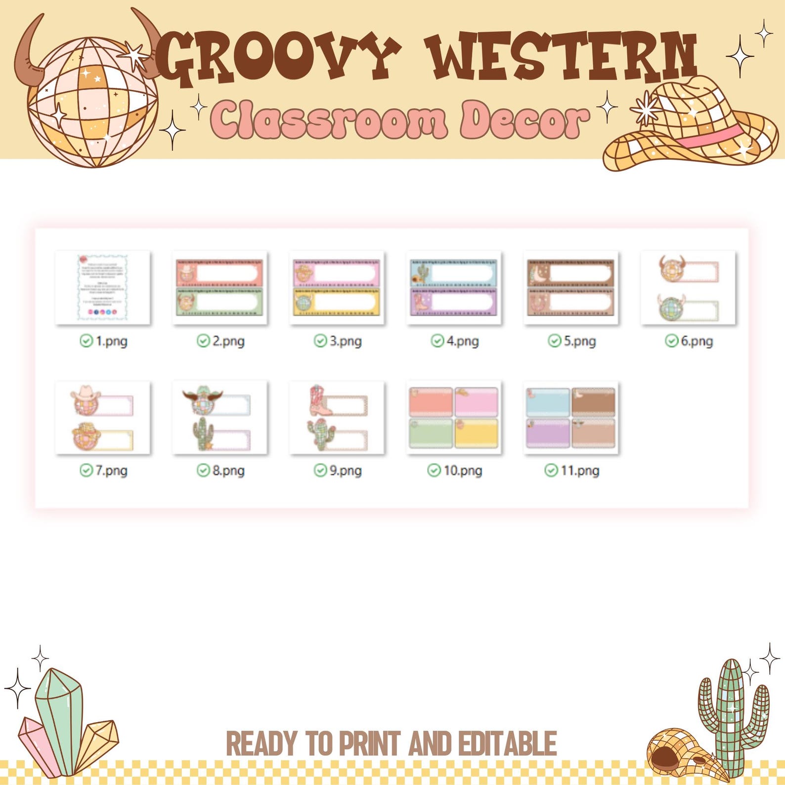 Editable Western Teacher Door Sign: Groovy Cowboy Classroom Decor ...