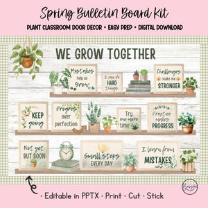 Bulletinboard Kit Groeimindset Lente Klas Decor Kalmerend Aquarel Plant Thema