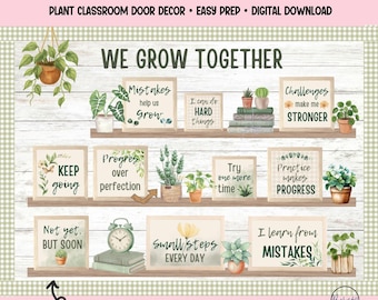 Growth Mindset Bulletin Board Kit Spring Classroom Decor Calming Watercolor Plant Theme