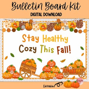 Fall Healthy Habits Bulletin Board Kit: Pumpkin Classroom Decor