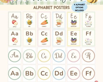 Alphabet Posters Classroom Decor Garden Gingham ABC Printables