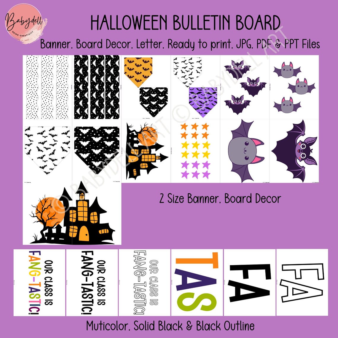 Bat Halloween Bulletin Board Kit: Editable Classroom Decor (digital ...