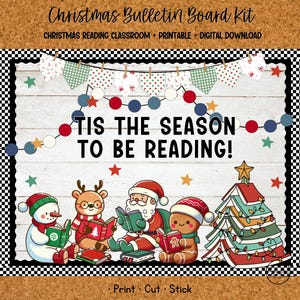 Dit is het seizoen om te lezen: kerstprikbordkit voor bibliotheekdecor