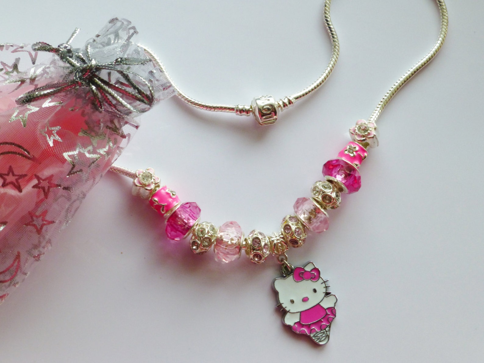 cat charm bracelet & necklace set choose ballet dancer or princess pendant in gift pouch little girls