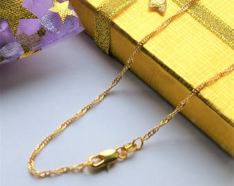 gold filled chain necklace suitable for women men girls or boys sparkley wave design unisex for pendant or wear alone