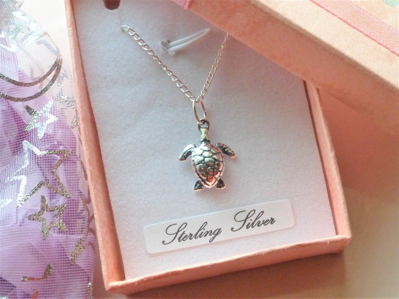 Turtal necklace Sterling silver or Pendant Tortoise necklace sea creature 14ins Baby 16ins kids 18ins adult animal necklace Giftwrapped kids