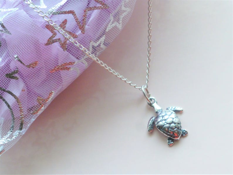 Turtal necklace Sterling silver or Pendant Tortoise necklace sea creature 14ins Baby 16ins kids 18ins adult animal necklace Giftwrapped kids