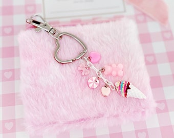 Cute Pink Gummy Bear, Ice Cream Candy Charm Keychain