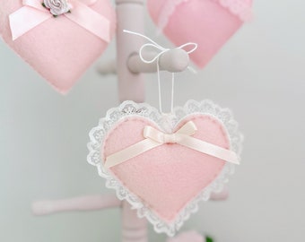 Light Pink Lace Edge Felt Heart Ornament