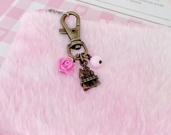 Cute Disney Inspired Princess Castle Charm Keychain