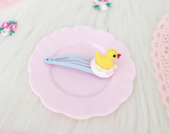 Cute Faux Whipped Cream Rubber Duck And Sprinkles Hair Clip