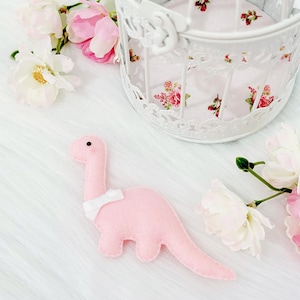 Pink Felt Miniature Brontosaurus  Dinosaur Pink Plush Toy