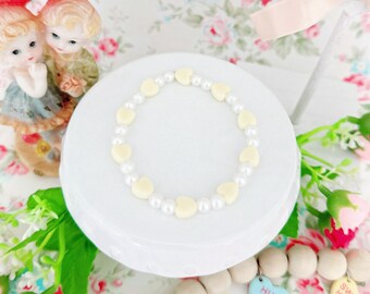 Yellow Heart & Pearl Valentine’s Day Bracelet