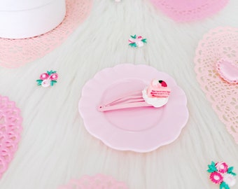 Faux Whipped Cream And Cake Slice Pink Hair Clip