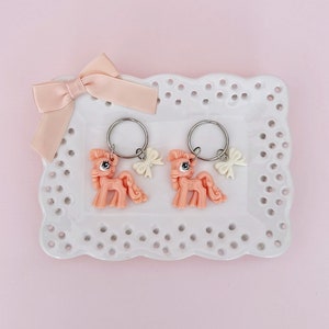 Cute Orange My Little Pony Charm Keychain, Cute Pony Charm Bag Charm Accessory