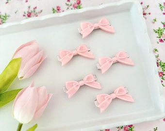 Fermagli per capelli con fiocco in resina rosa, graziosi accessori per capelli Coquette, fermagli per capelli con fiocco da ragazza