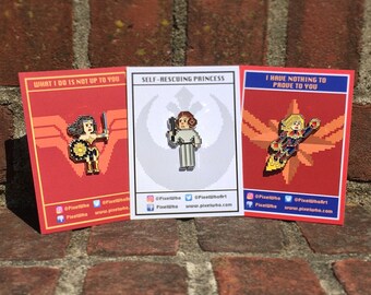 Series 3 "Fight Like a Woman" - Enamel Diecast 1.5" PixelWho Pins (8bit)