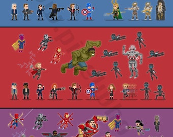 UPDATED - Pixels Assemble! Pixel (8 bit) Avengers Print