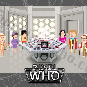 5th-6th-7th Doctors&#39; Console Room Print [8-Bit Pixel Art Style]