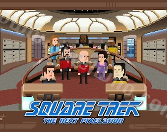 Square Trek: The Next Pixelation - Pixel (8 bit) Star Trek TNG Print
