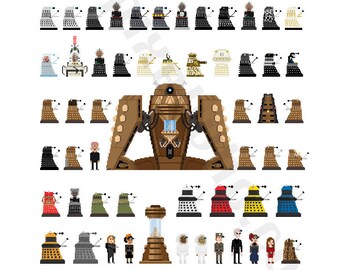 UPDATED - Pixel (8 bit) Every Dalek Ever Poster