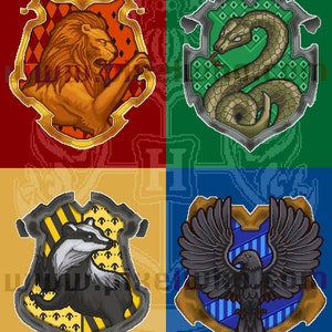 Wizard and Witch House Crests [8-Bit Pixel Art Style]