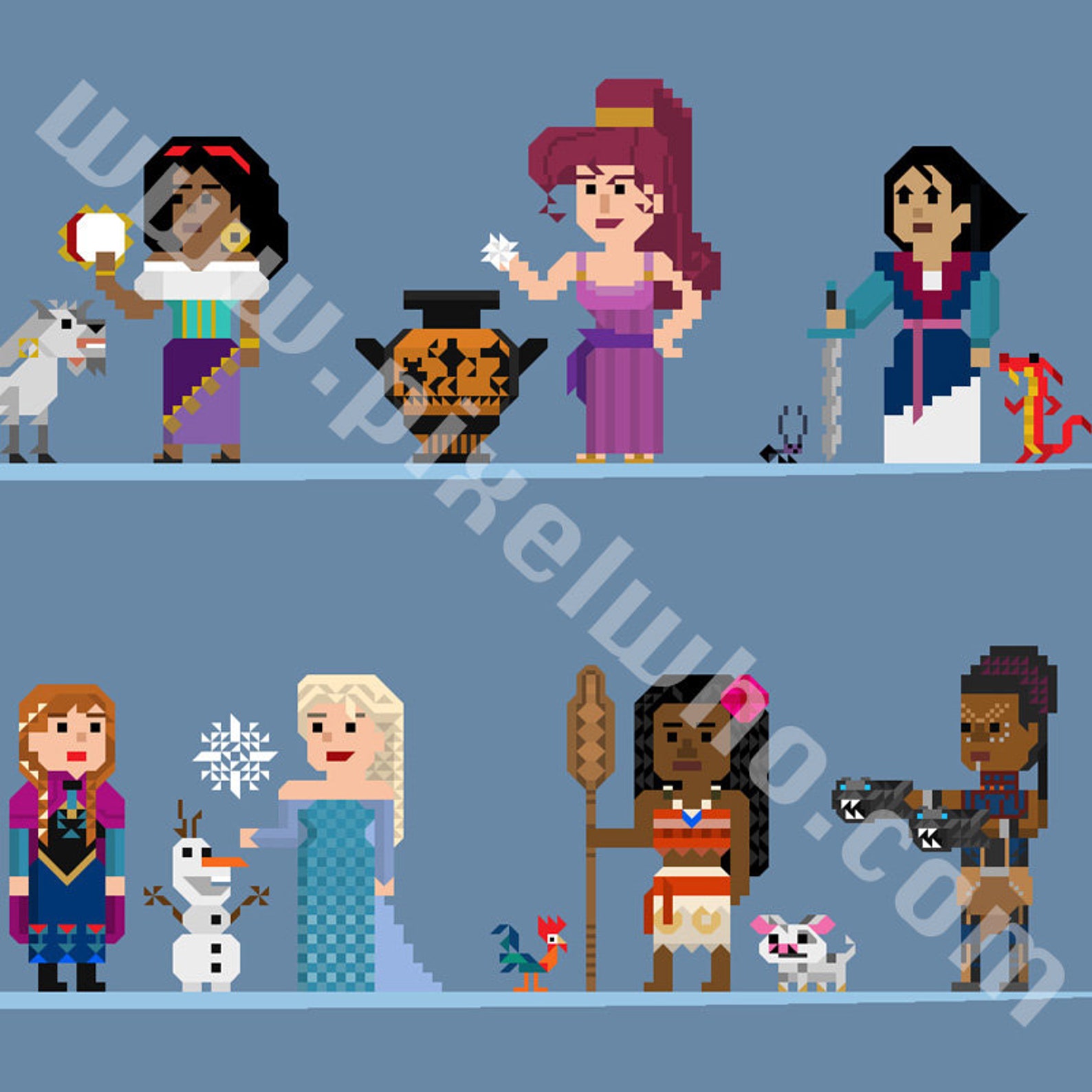 Once Upon a Pixel (blue Variant) [8-bit Pixel Art Style] - Etsy