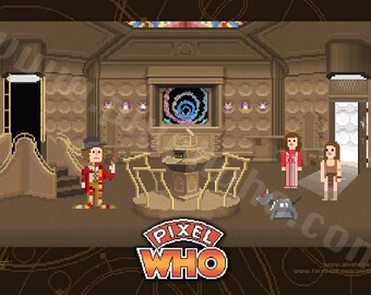 Pixel (8 bit) 4th Doctor Console Room Print