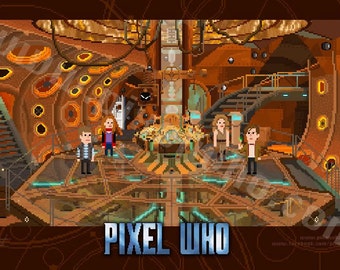 Pixel (8 bit) 11th Doctor Orange Console Room Print