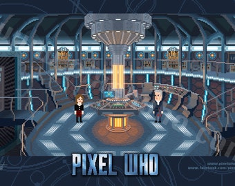 Discounted - Pixel (8 bit) 12th Doctor Console Room Print