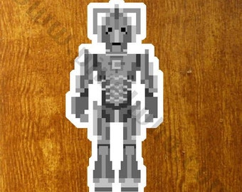 Pixel (8 bit) Doctor Who Cyberman Sticker