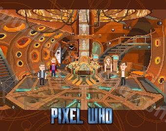 11th Doctor Orange Console Room Print [8-Bit Pixel Art Style]