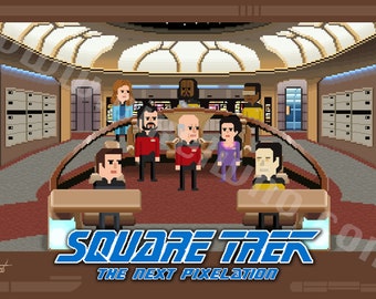 Square Trek: The Next Pixelation Print [8-Bit Pixel Art Style]