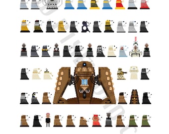 Discounted - Pixel (8 bit) Every Dalek Ever Poster