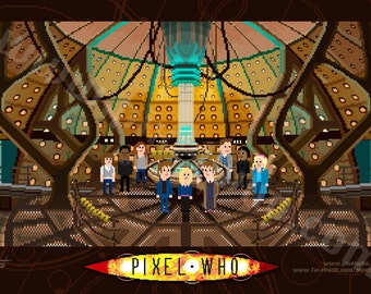Pixel (8 bit) 10th Doctor Console Room Print