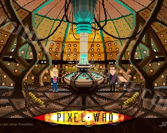 Pixel (8 bit) 9th Doctor Console Room Print