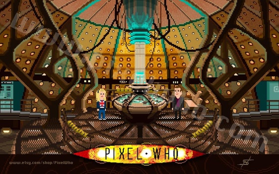 Pixel 8 Bit 9th Doctor Console Room Print