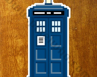 Pixel (8 bit) Doctor Who TARDIS Sticker