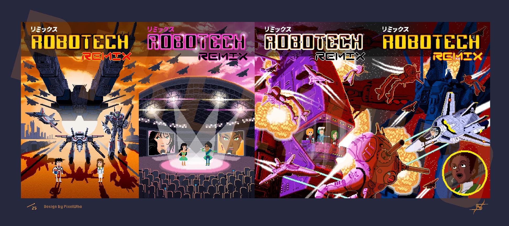 Robotech Remix Comic Cover Series Poster [8-bit Pixel Art Style