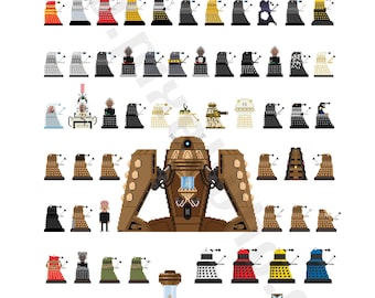 Every Dalek Ever Poster [8-Bit Pixel Art Style] - UPDATED 2024