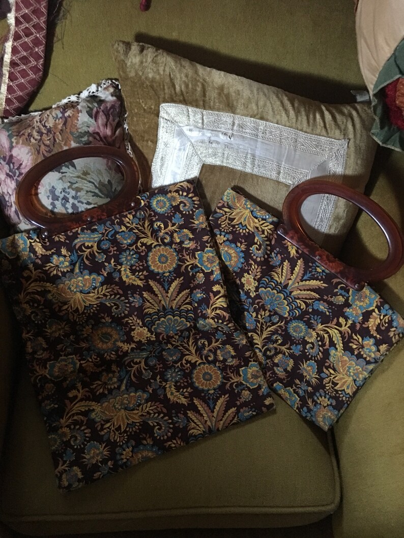 Two vintage floral tote bags