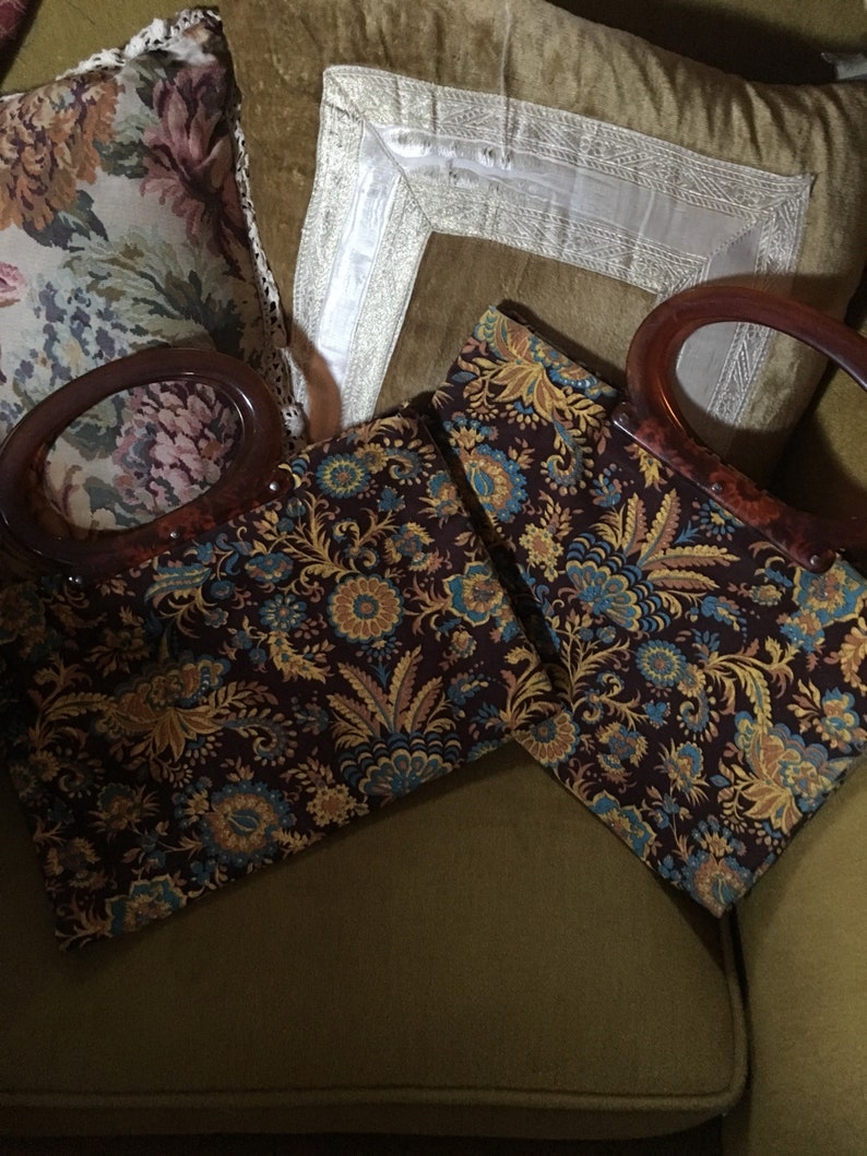 Two vintage floral tote bags