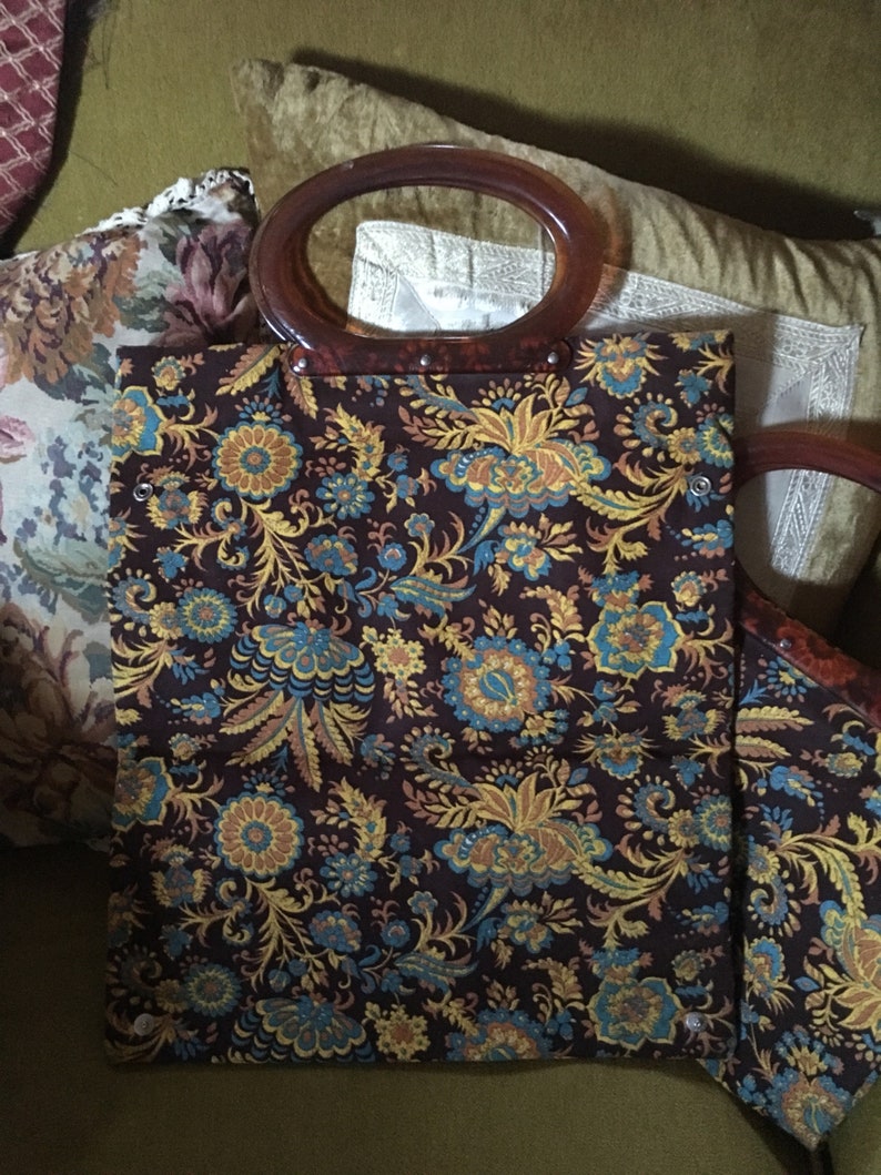 Two vintage floral tote bags